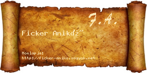 Ficker Anikó névjegykártya